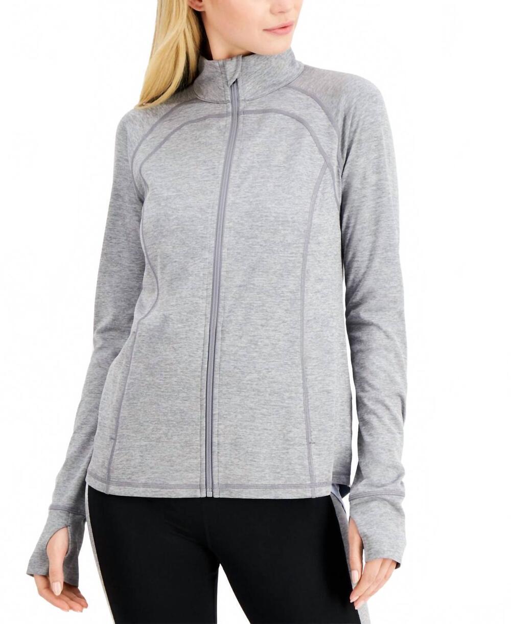 NEW IDEOLOGY activewear performance zip jacket in mid gray storm